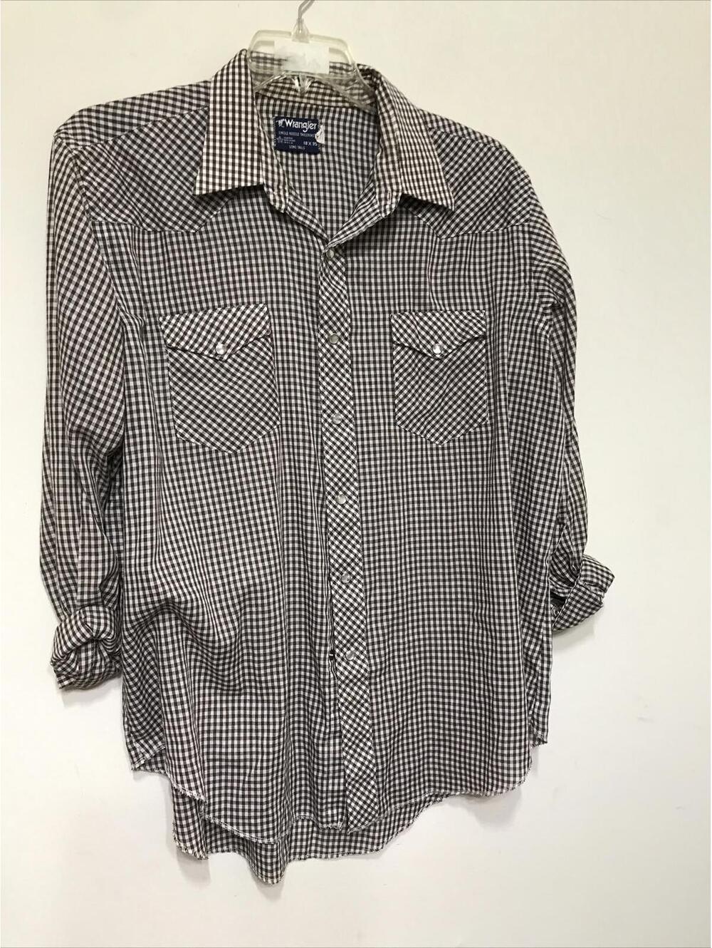 Wrangler Pearl Snap Shirt Size 18x35 Mens Multicolor Long Sleeve